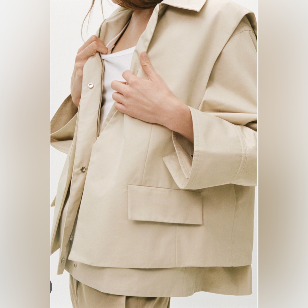 Zara Tan Button-Up Jacket 
Comes with vest